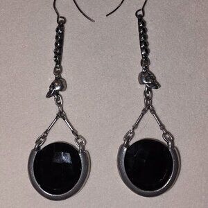 Martha Rotten Black Onyx skull drop earrings.